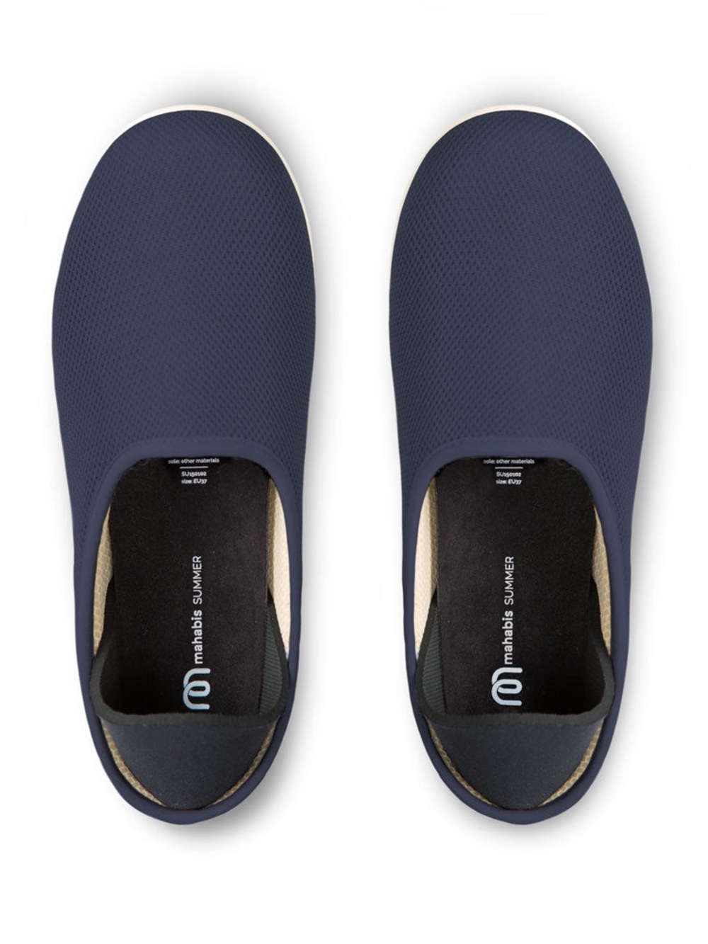 Mahabis Summer Sz 38 EU 7.5-8 US Womens Slippers Navy Gray Rubber Soles Mesh